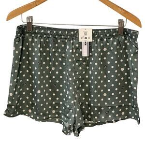 Victoria Secret Pajama Shorts L Silky Soft Green Polka Dots Bees Flowers NWT